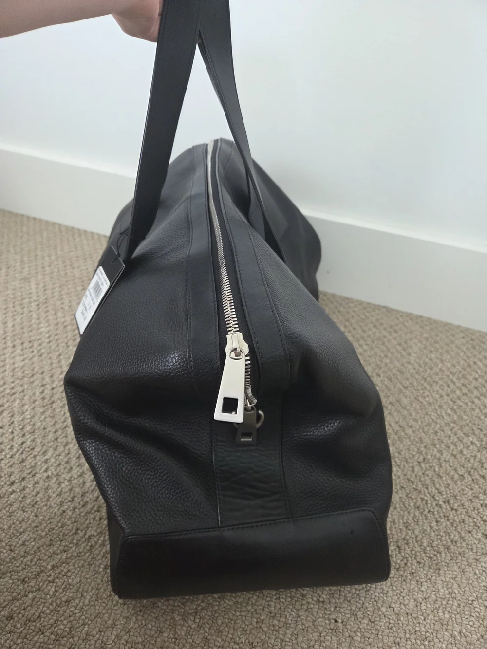 BOSS Black Leather Weekender Bag
